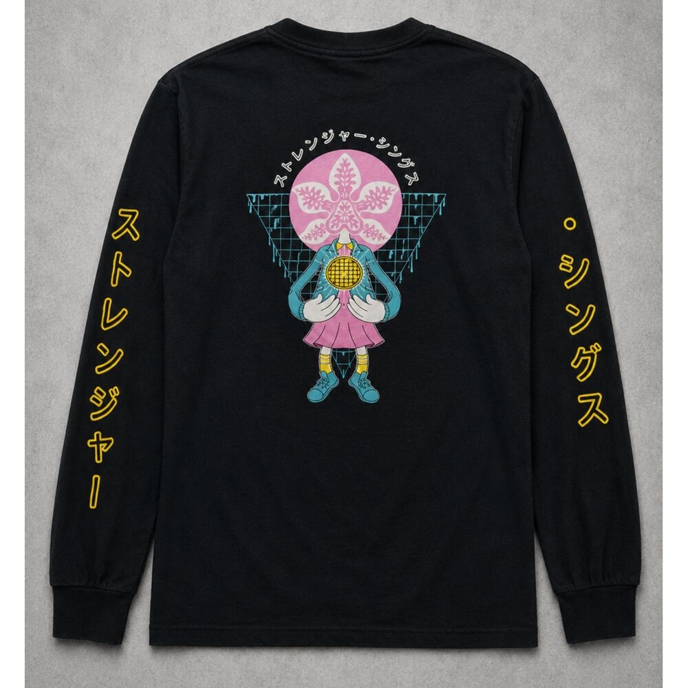 Stranger Things Eleven Mens M Long Sleeve Shirt Japanese Anime Graphic Black